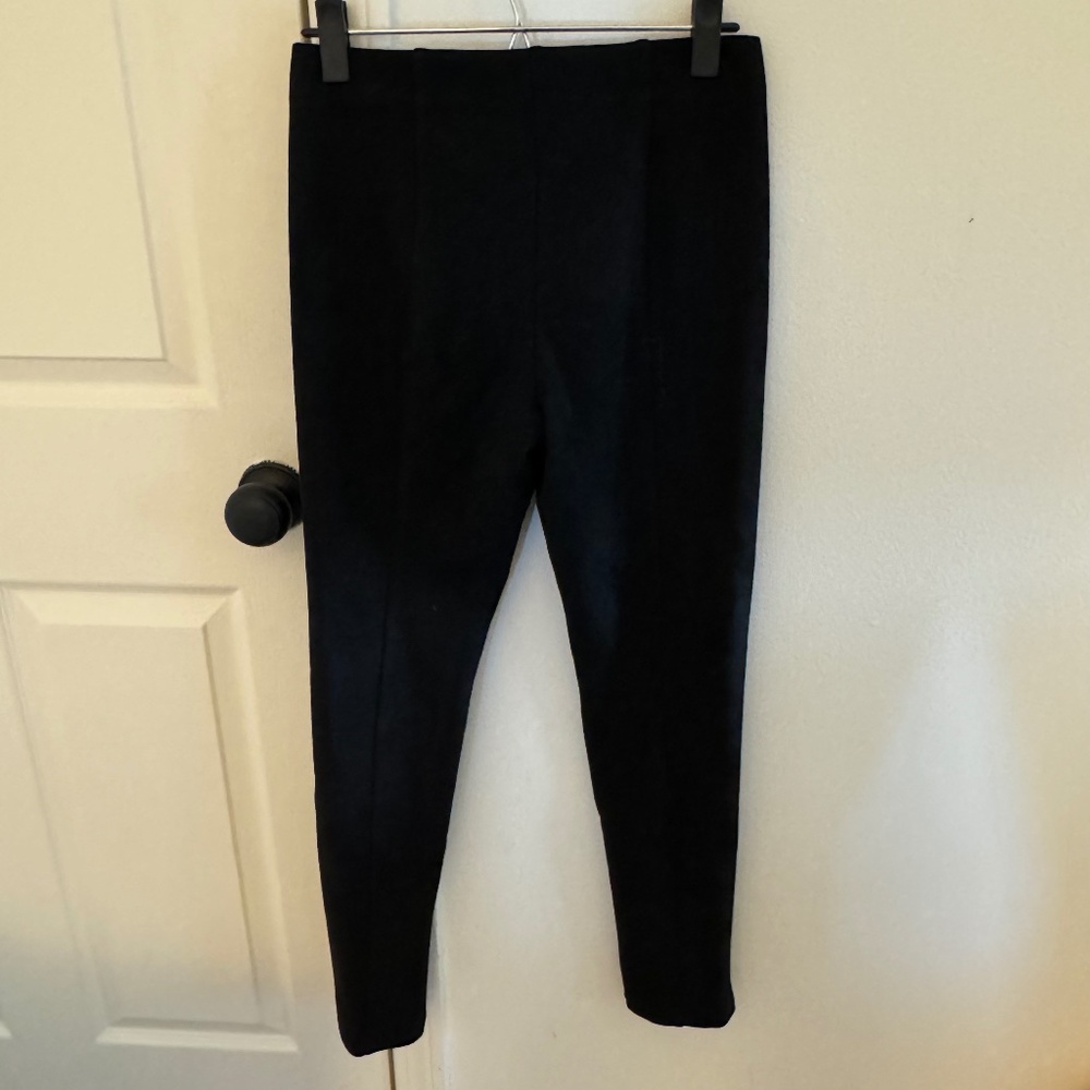 Tahari Women's Faux Leather Suede Black Pleated Chino Pants sz S